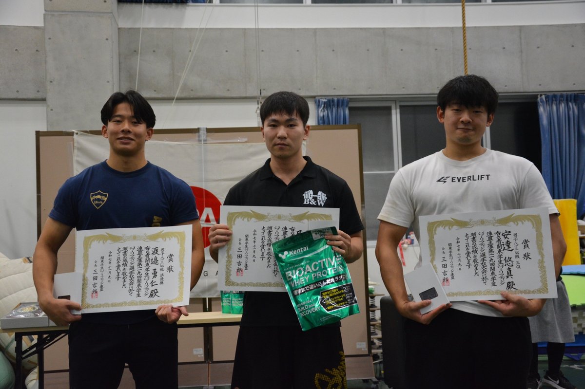 第52回全日本学生パワーリフティング選手権大会 入賞者